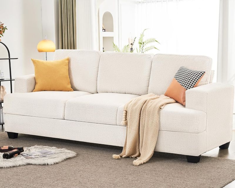 Photo 1 of [2 BOXES OF 3] VanAcc 49 Inch Sofa, Comfy Sofa Couch with Extra Deep Seats, Modern Sofa- 2 Seater Sofa, Couch for Living Room Apartment Lounge, Beige Chenille [CUSHIONS ONLY]
