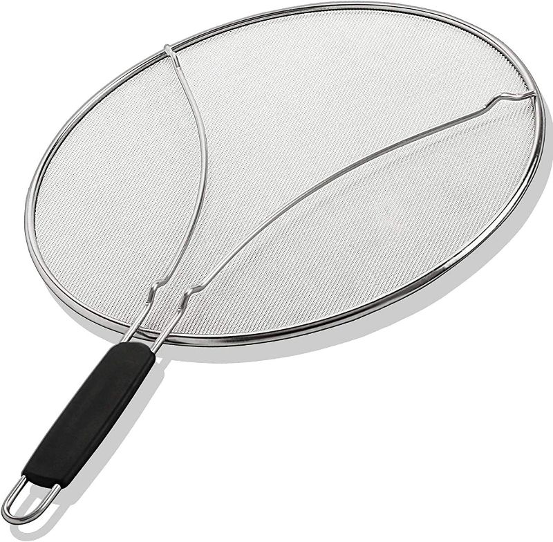 Photo 1 of  BergKoch Splatter Screen for Frying Pan - 13 Inch Stainless Steel Grease Splatter Guard - Cover Oil Splash when Sizzling Bacon, Cooking Fried Chicken or Popcorn 