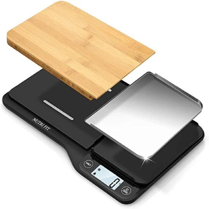 Photo 1 of  NUTRI FIT Food Scale - 3 in 1 Digital Kitchen Scale, Weight Grams and Ounces with Removable Cutting Board & Tray, LCD Display, 11lb 5kg, Easy for Cooking Baking & Meal Prep, Batteries Included 