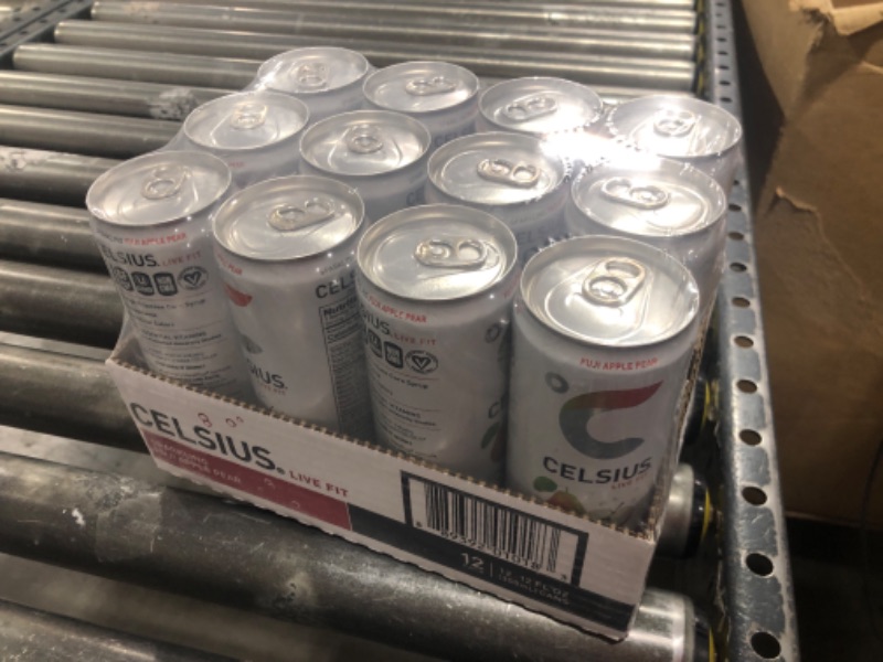 Photo 1 of  Celsius Energy Drink Sparkling Fuji Apple Pear 12 Fl Oz Each / Pack of 12 EXP 08 2025
