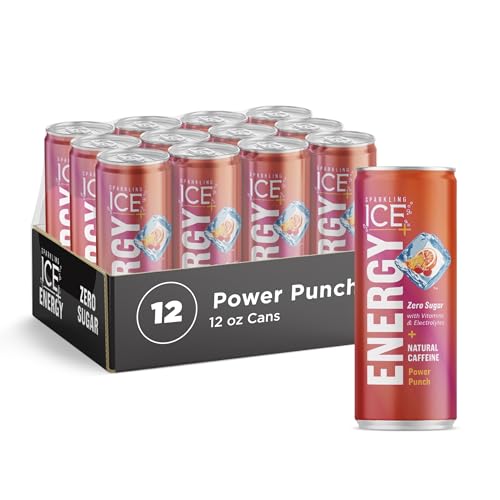 Photo 1 of  Sparkling Ice +ENERGY Power Punch Sparkling Water. Energy Drinks with Vitamins & Electrolytes, Zero Sugar, 12 Fl Oz Cans (Pack of 12) BEST BY 03 OCT 2024