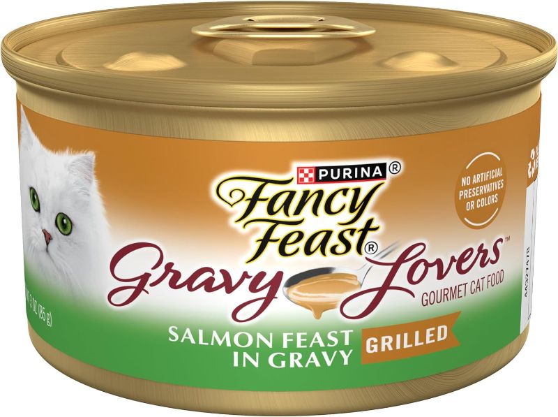 Photo 1 of  Purina Fancy Feast Gravy Lovers Salmon Feast Gourmet Cat Food in Wet Cat Food Gravy - (Pack of 24) 3 oz. Cans BEST BY MAY 2026