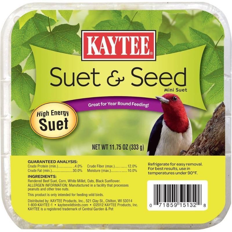 Photo 1 of  Kaytee Wild Bird Suet & Seed High Energy Mini Suet Cake 11.75 Ounces 