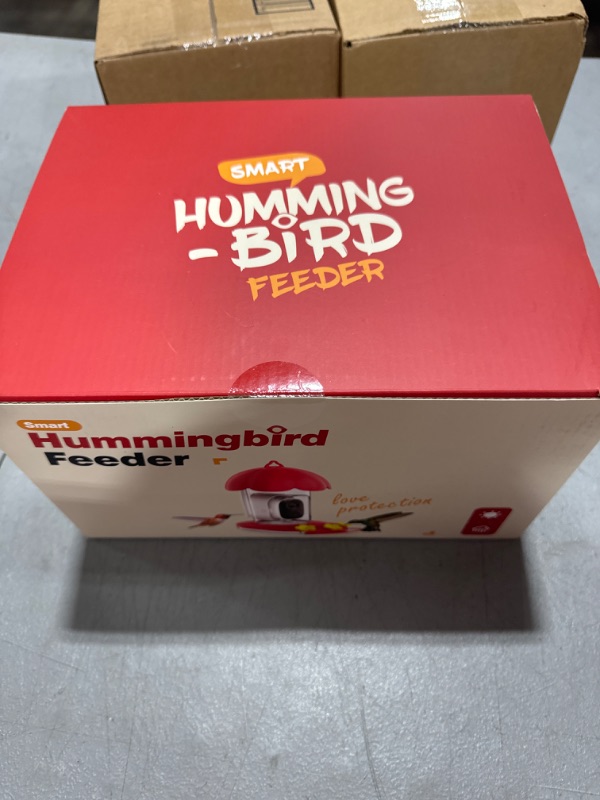 Photo 1 of Hummingbird Feeder Camera, AI Identify Bird Species,Bird Watching Camera with 3 Feeding Ports,Live View,Instant Notifications, with Ant Moat and Bee Proof,Gifts for Family (Red)