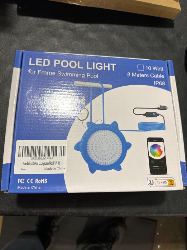 Photo 2 of Anerbili LED Pool Light with APP Control, 10W RGB 1600 Million Dimmable, Underwater Diving Light with Magnet, IP68 Waterproof Music Sync Pool Light, 32.8ft Cord for Inground Frame Inground Pool(1Pack)