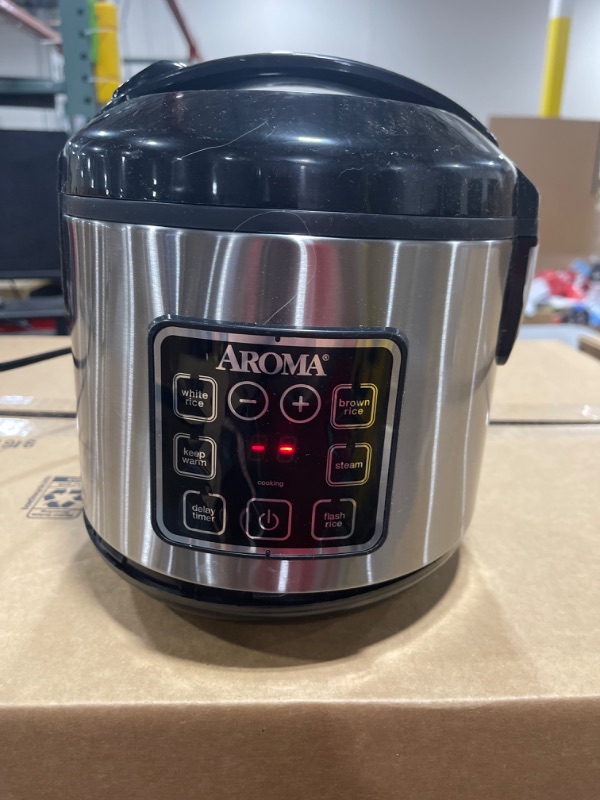 Photo 3 of AROMA Digital Rice Cooker, 4-Cup (Uncooked) / 8-Cup (Cooked), Steamer, Grain Cooker, Multicooker, 2 Qt, Stainless Steel Exterior, ARC-914SBD 4 Cup Uncooked / 8 Cup Cooked