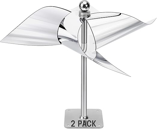 Photo 1 of 2 Pack Reflective Pinwheel Bird Deterrent, Spinning Bird Deterrent, Weatherproof Bird Scare Devices to Keep All Birds Away Like Woodpecker and Pigeon
