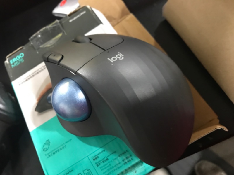 Photo 2 of Logitech M575 Ergonomic Wireless Trackball USB Mouse, Black (910-005869)