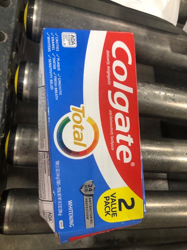 Photo 1 of Colgate Total Whitening Toothpaste, Mint Toothpaste, 5.1 oz Tube, 2 Pack 5.1 Ounce (Pack of 2) Whitening Paste