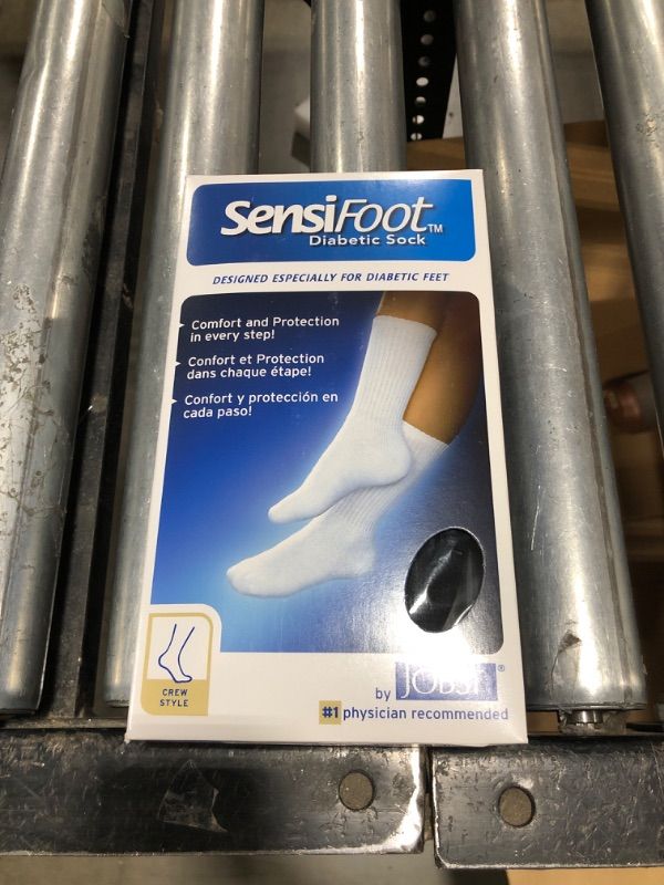 Photo 1 of  SensiFoot 8-15 mmHg Unisex Crew Length Diabetic Mild Support Socks - Size & Color- Black, Medium by Jobst