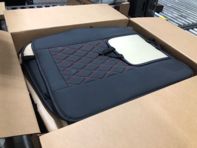 Photo 2 of MIROZO Dodge Ram Seat Covers Full Set,5PCS Car Seat Cover Waterproof Fit 2009-2024 Ram 1500 2500 3500 Crew Quad Regular Cab Pickup Cushions with Split Bench 40/60 (Black and Red,Full Set Flat Back) Black And Red Full Set?Flat Back)