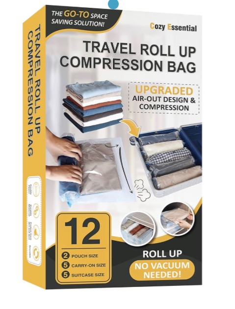 Photo 1 of 12 Hand  Compression Travel Bags-Space Saver Bags for Luggage and Cruises (5 Large, 5 Medium, 2 Small), No Vacuum Needed