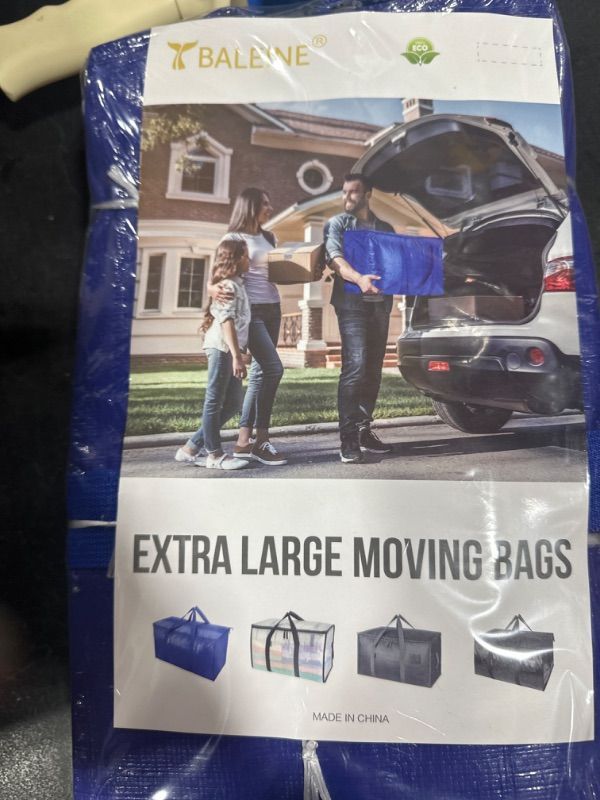 Photo 2 of BALEINE 6-Pack Oversized Moving Bags with Reinforced Handles, Heavy-Duty Storage Tote Moving Supplies for Packaging, Camping (Blue w/Window, 6-Pack) 6-Pack Blue