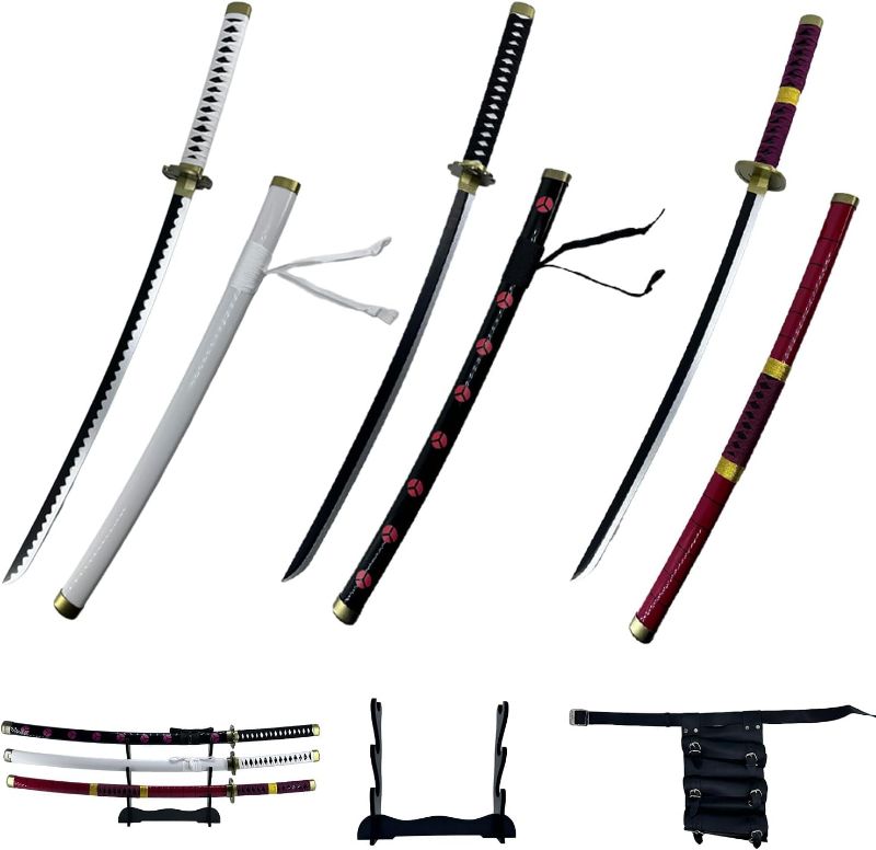 Photo 1 of 3-PC 41'' Anime Cosplay Enma Zoro Sword Yama Cosplay Long Shusui Swords Authentic Samurai Katana Sword for Anime and Cosplay Enthusiasts
