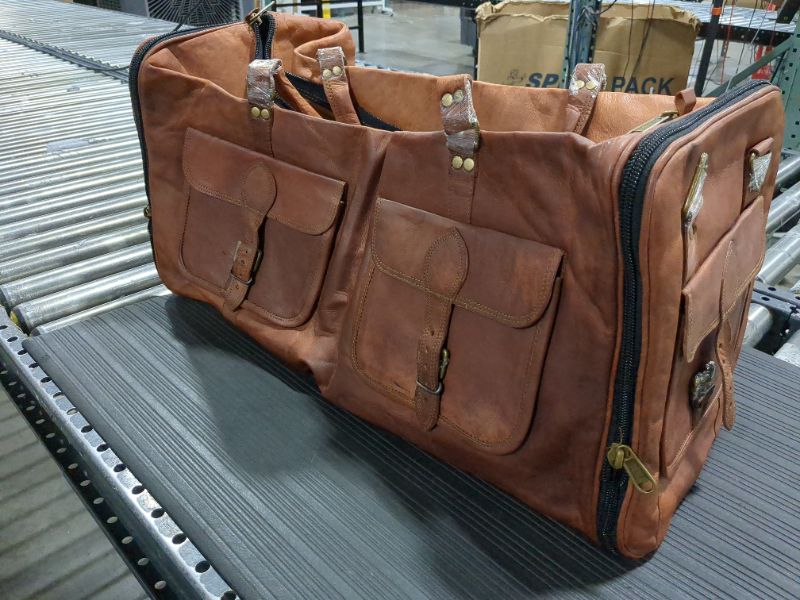 Photo 1 of 30 Inch Real Goat Leather Large Handmade Travel Luggage Bag