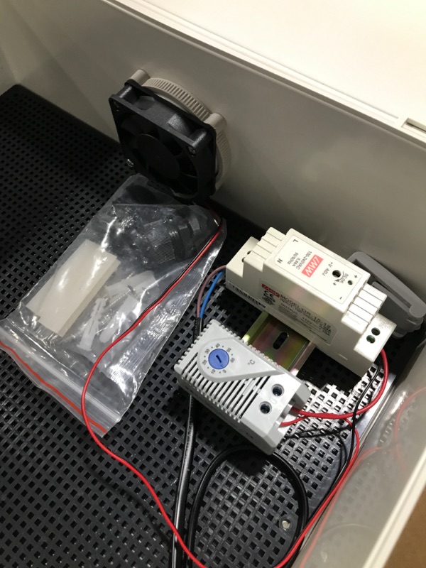 Photo 1 of Outdoor Electrical Junction Box, ABS Water Resistant Enclosure with Internal Mounting Panel & Hinged Cover (16"H* 12"L* 5.9"W & Thermostat)