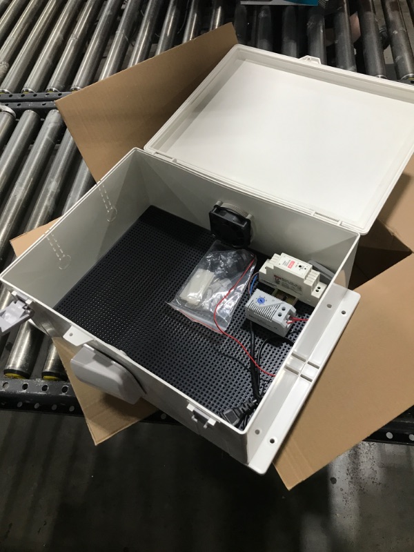 Photo 1 of Outdoor Electrical Junction Box, ABS Water Resistant Enclosure with Internal Mounting Panel & Hinged Cover (16"H* 12"L* 5.9"W & Thermostat)