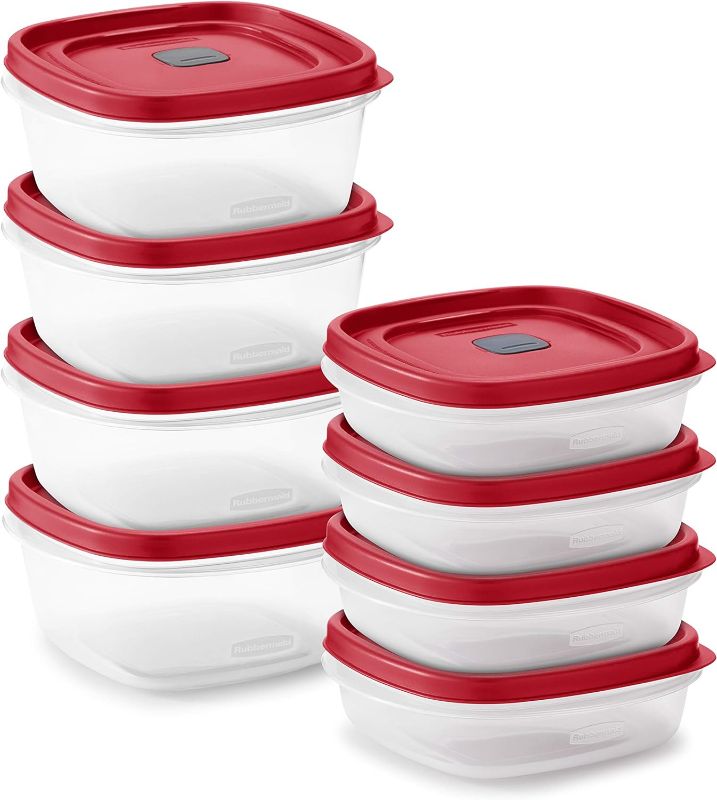 Photo 1 of Rubbermaid 16-Piece BPA-Free Plastic Food Storage Set, Red Vented Lids - Microwave, Dishwasher Safe: Perfect for Meal Prep, Leftovers, and Kitchen Organization

