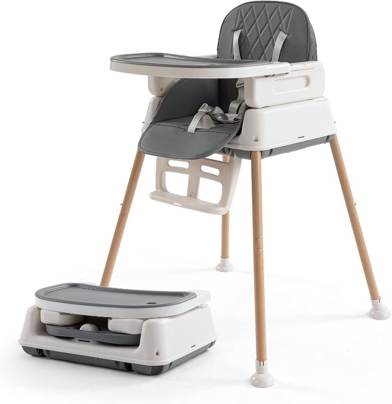 Photo 1 of 3 in 1 Baby High Chair,Adjustable Convertible Baby High Chairs for Babies and Toddlers,Gray
