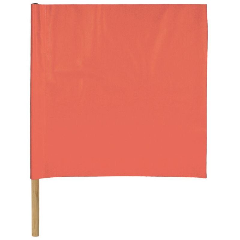 Photo 1 of 18 in. X 18 in. Orange Vinyl-Coated Nylon Flag and Staff