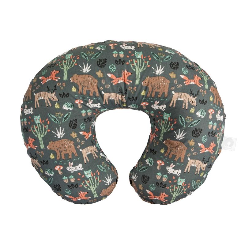 Photo 1 of Boppy Nursing Pillow Original Support, Green Forest Animals, Ergonomic Nursing Essentials for Bottle and Breastfeeding, Firm Fiber Fill, with Removable Nursing Pillow Cover, Machine Washable
