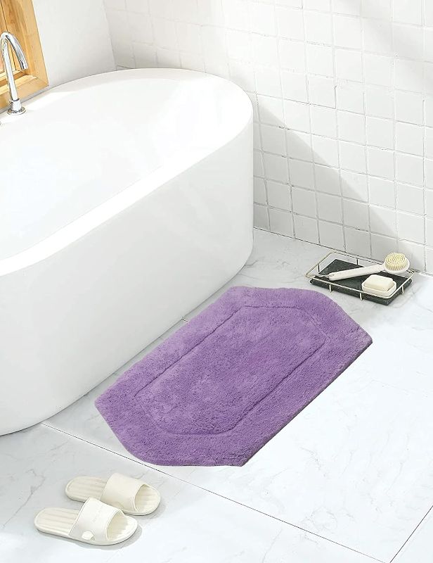 Photo 1 of Home Weavers Waterford Collection 17x24 Rectangle 100% Cotton Tufted Bath Rug, Extra Soft and Absorbent Bath Rugs, Non-Slip Bath Mats, Machine Washable Bath Mats for Bathroom, Purple