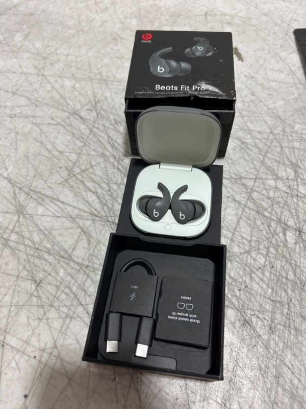 Photo 2 of Beats Fit Pro - True Wireless Noise Cancelling Earbuds - Apple H1 Headphone Chip, Compatible with Apple & Android, Class 1 Bluetooth, Built-in Microphone, 6 Hours of Listening Time - Sage Gray
