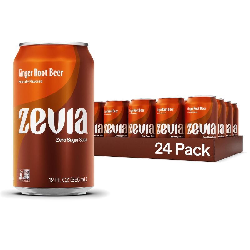 Photo 1 of Zevia Zero Calorie Soda, Ginger Root Beer, 10 Ounce Cans (Pack of 20)