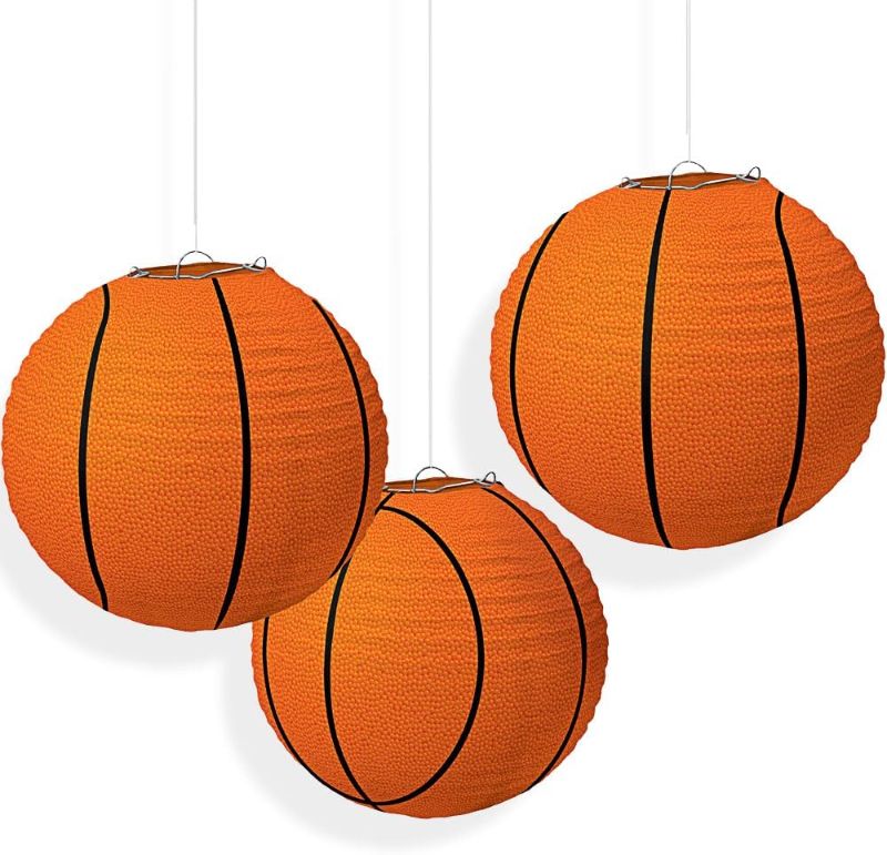 Photo 1 of Basketball Hanging Paper Lanterns - 9.5'', 3 Pieces | Party Decor for Team Celebrations