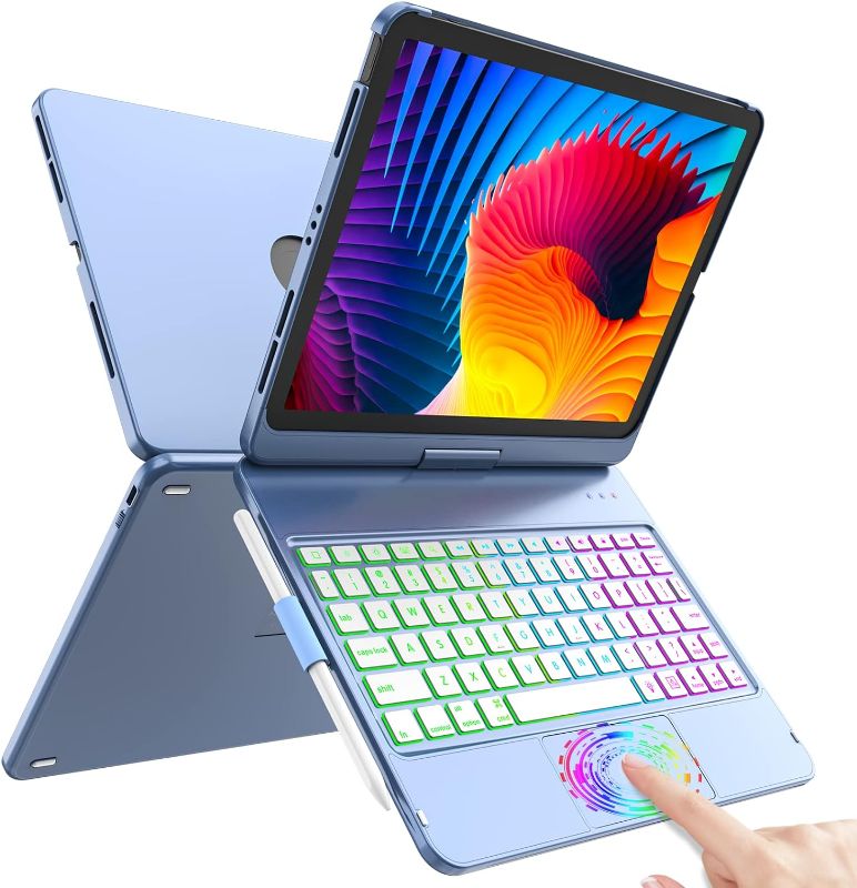 Photo 1 of Keyboard Case for iPad Pro 11 inch?iPad Air 5th 4th Generation Case with Keyboard - Touch Trackpad -10 Color Backlight -360° Protective with Apple Pencil Holder for iPad Pro 11 inch 3rd /2nd/1st Gen
