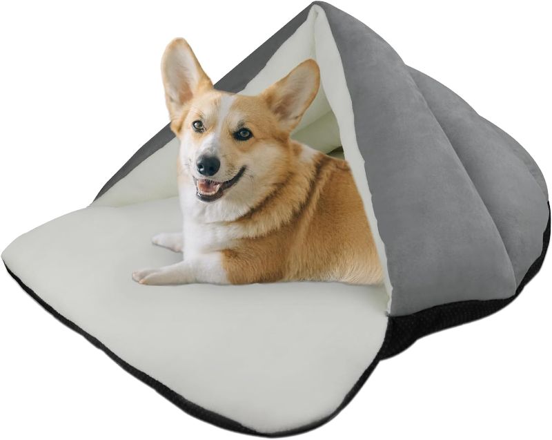 Photo 1 of https://a.co/d/00j5bkZ6Ultra Soft Polar Fleece Dog Bed - Washable Pet House Cave Bed for Small Medium Dog Cat Waterproof Surface Bottom 28 x 27 Inches Dog Bed Cat Bed Gray
