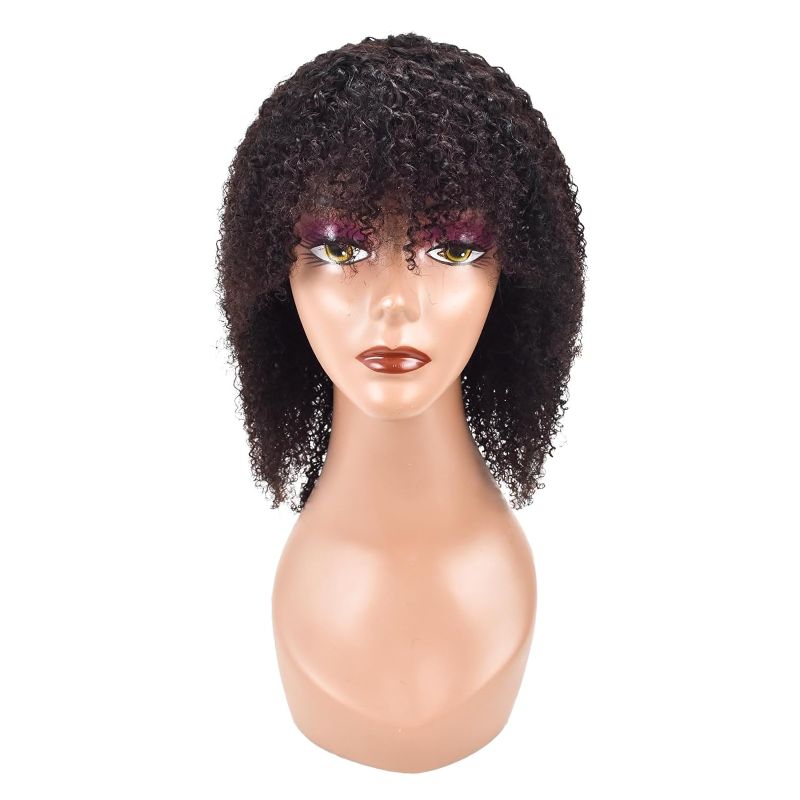 Photo 1 of Curly Wigs Human Hair for Black Women Wet and Wavy Kinky Curly Human Hair Wigs Replacement Wig Natural Color Glueless Wigs Human Hair Pre Plucked 14 Inch (Curly Hair Wig 14", Natural Color)
