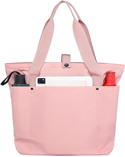 Photo 1 of Tote Bag for Women and Men with Zipper and Inner Pockets. Tote Bag with Zipper, Shoulder Bag Handle Handbag for Travel Pink