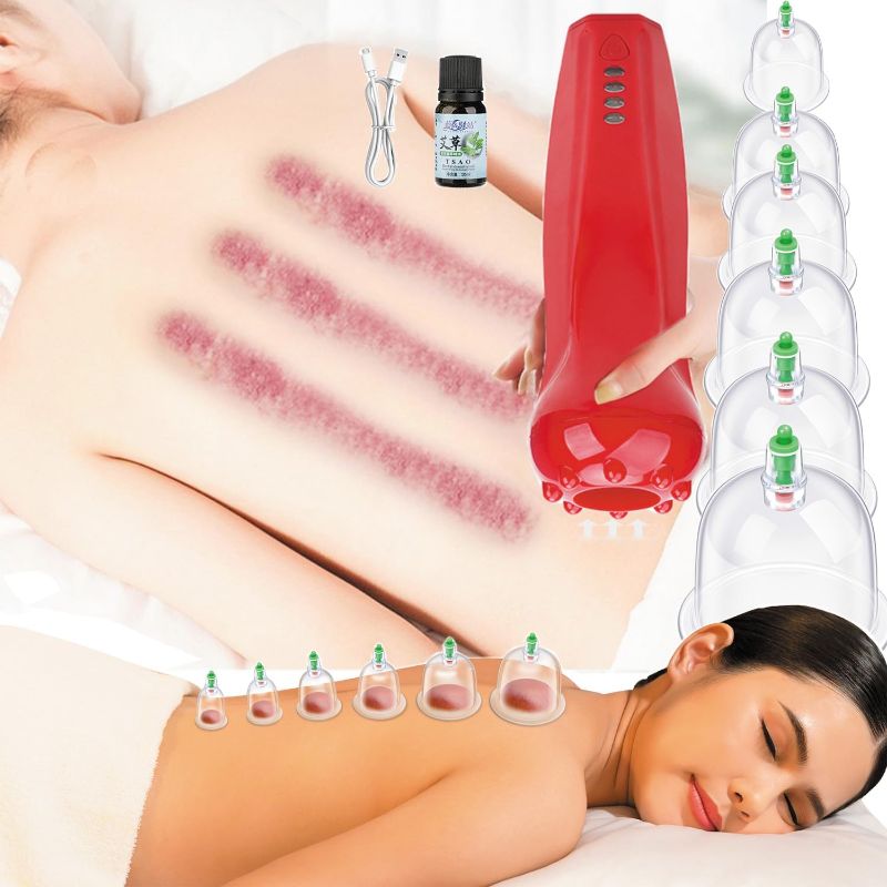 Photo 1 of Quiet&Far Electric Cupping Therapy Set,Cupping Kit for Massage Therapy with 4 Levels and Charging Cable, Includes 6 Additional Cups & Extended Hose for Back Pain Relief
