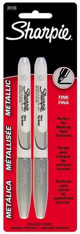 Photo 1 of Sharpie Fine Tip Metallic Permanent Markers, Silver, 2 Pack
