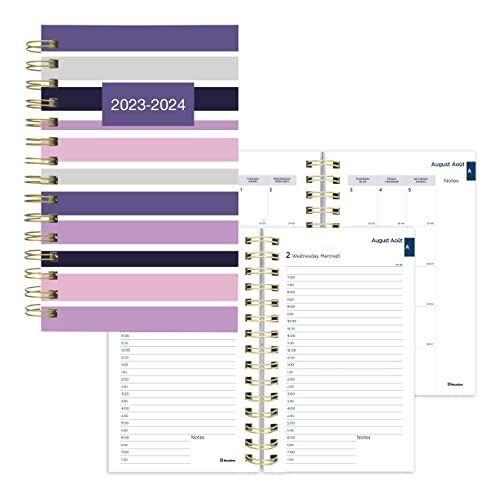 Photo 1 of Blueline Essential Academic Daily/Monthly Planner, August 2023 to July 2024, Gold Twin-Wire Binding, Poly Cover, 8" X 5", Geo Design, Stripes (CA214PH
