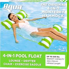 Photo 1 of Aqua Original 4-in-1 Monterey Hammock Pool Float & Water Hammock – Multi-Purpose, Inflatable Pool Floats for Adults – Patented Thick, Non-Stick PVC Material Pool Float + Pool Float Lime Green – Hammock