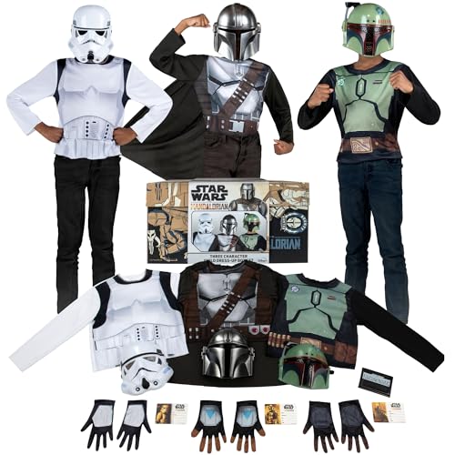 Photo 1 of STAR WARS the Mandalorian Official Child Halloween Costume Dress-up Box - Tops, Gloves, Masks, and ID Cards of the Mandalorian, Boba Fett and Stormtro
