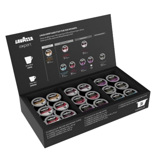 Photo 1 of Lavazza Expert Variety Pack, Blended and Roasted in Italy, Light Through Dark Roast, Full -Bodied, Sweet, Aromatic, Intense, Peristent Blends, (36 Cou
