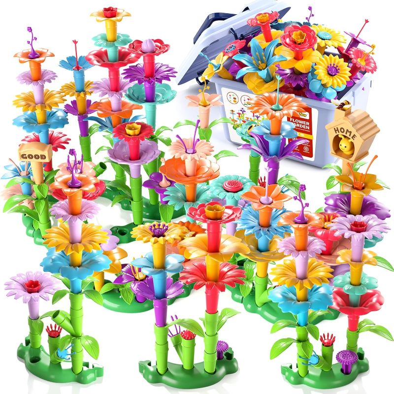 Photo 1 of Garbo Star 148PCS Flower Garden Building Toys for 3 4 5 6 Year Old Girls, Educational Activity Preschool Birthday Gifts for 3 4 5 Year Old Girls, Building Stem Toys for Kids Toddlers Ages 3-5 