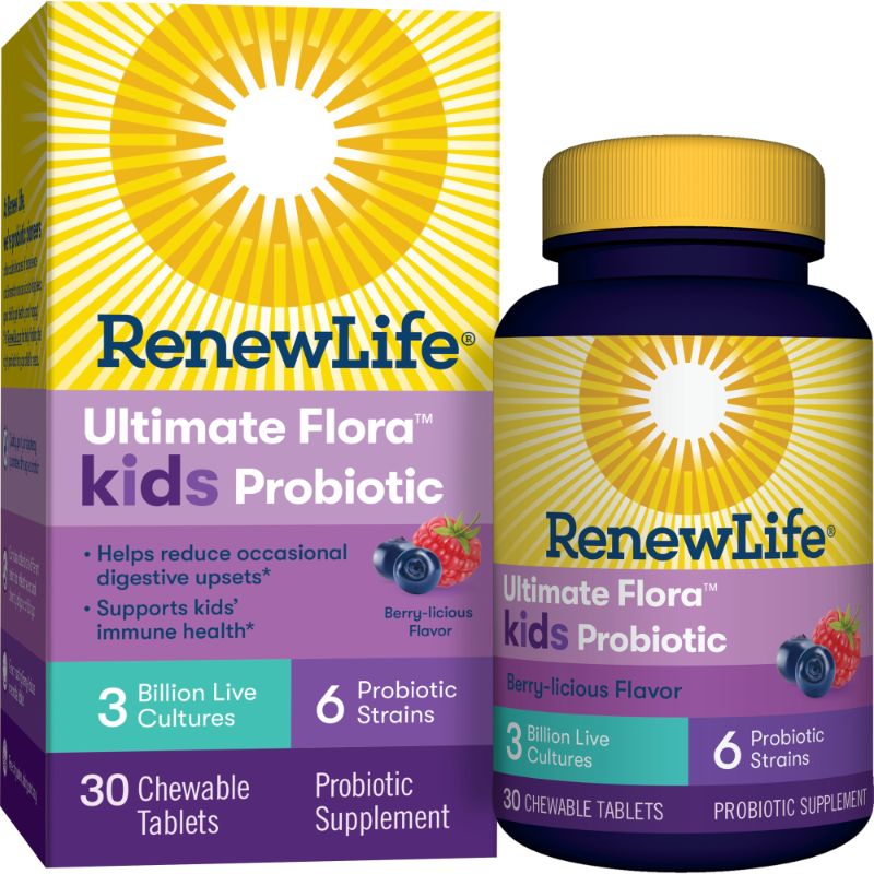 Photo 1 of Renew Life Ultimate Flora Kids Probiotic Berry-licious 3 Billion - 30 Chewable Tablets
