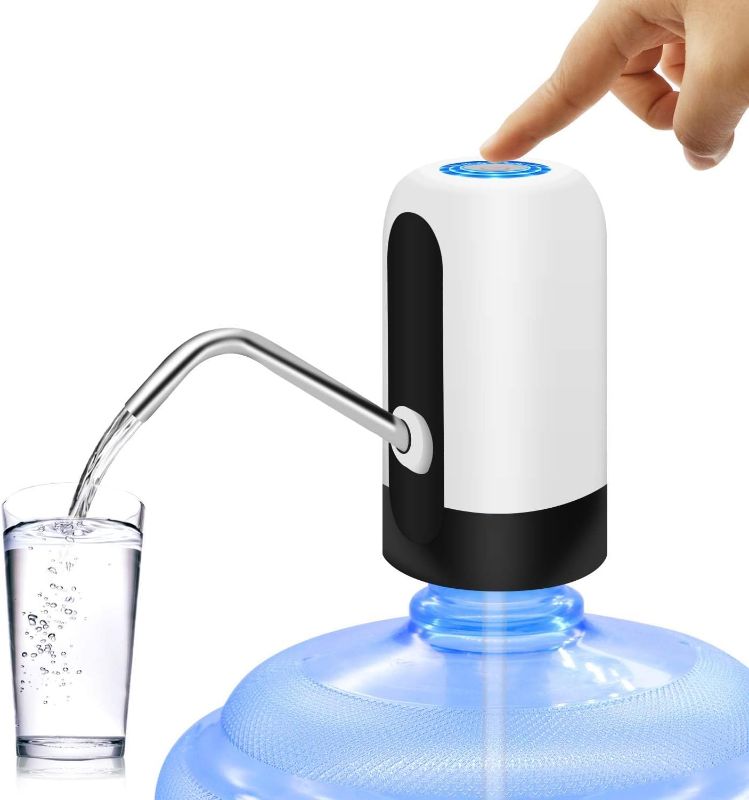 Photo 1 of MJIYA Portable Water Bottle Pump, Universal Bottle Electric Water Dispenser with Switch and USB Charging, for Camping, Kitchen, Workshop, Garage (White)
