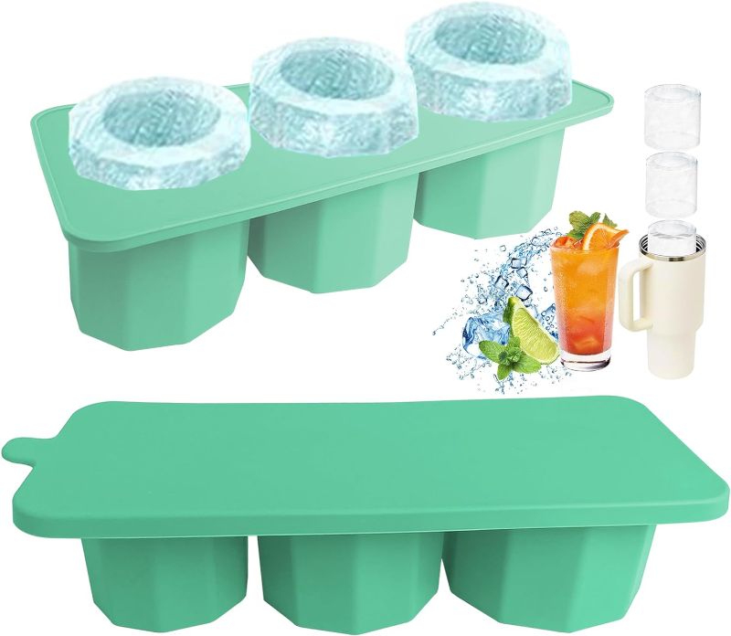 Photo 1 of Ice Cube Tray for Stanley Cup, Large Stanley Ice Molds with Lid for Freezer, Ice Drink, Juice, Whiskey, Cocktail, Drinks, Coffee, Easy Fill and Release Ice Maker 