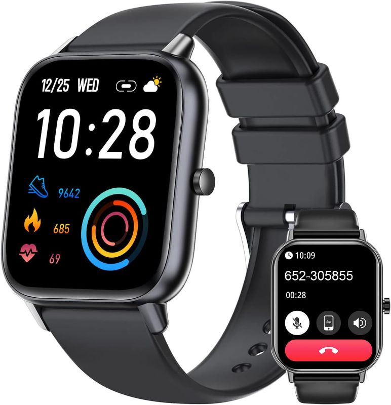 Photo 1 of Smart Watch Full Touch Smart Watches for Android iOS Phones Compatible (Answer/Make Call) Smart Fitness Tracker Watch for Women Man Waterproof Smartwatch with Sleep/Heart Rate/sports/Step (Black)
