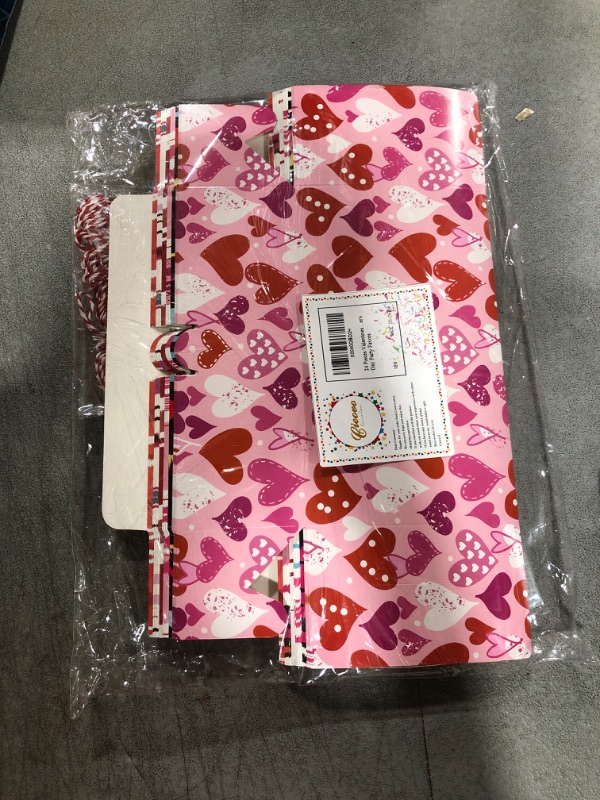 Photo 1 of 24 Pieces Valentines Day Bakery Boxes Cookie Boxes, Hearts Prints Boxes Cupcake Treat Boxes with Window Container Candy Box and Heart Tags for Valentine's Day Anniversary Mother's Day Party Favors