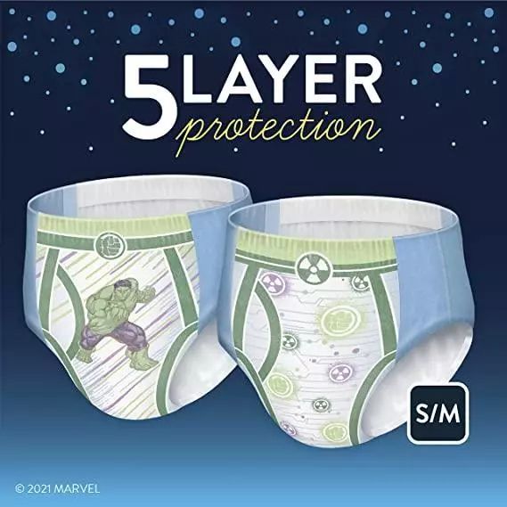 Photo 1 of GoodNites Boys S/M 22ct Nighttime Underwear Size 6-8 Marvel Hulk Design