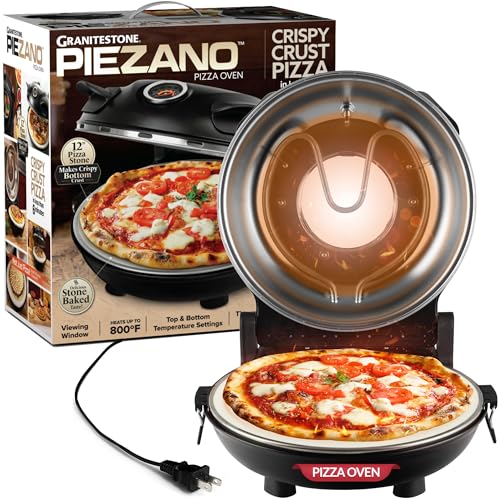 Photo 1 of  Piezano 12 in. Black Portable Countertop Stone Bake Indoor Grill Electric Oven Pizza Maker 