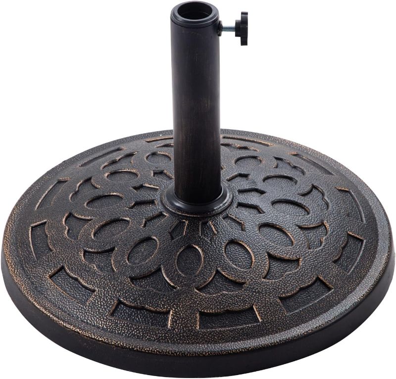 Photo 1 of  FLAME&SHADE 31lb Round Base Stand Weight for Patio Market Table Umbrella Outdoor, Bronze 