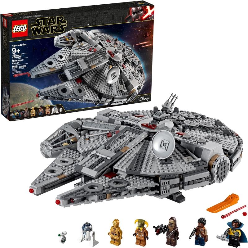 Photo 1 of  LEGO Star Wars Millennium Falcon 75257 Building Set - Starship Model with Finn, Chewbacca, Lando Calrissian, Boolio, C-3PO, R2-D2, and D-O Minifigures, The Rise of Skywalker Movie Collection 