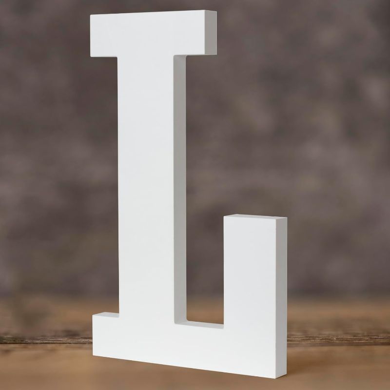 Photo 1 of  15 Inch White Wood Letters, Extra Large Unfinished Wooden Letters for Wall Decor, Printable Alphabet Letters Free Standing Solid Letters for Home Bedroom Wedding Birthday Party DIY Craft, Letter L 